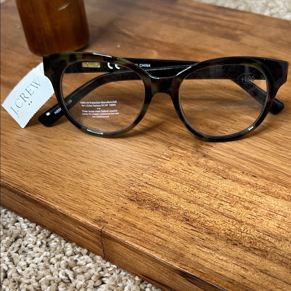 J.Crew Green Tortoiseshell Reader Glasses +1.00 NWT